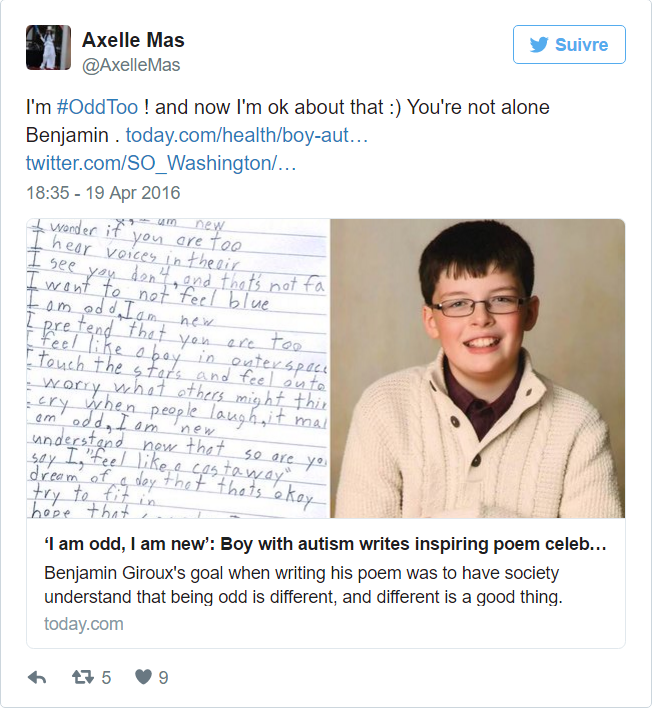 "Je suis étrange" : le poème bouleversant d'un autiste de 10 ans